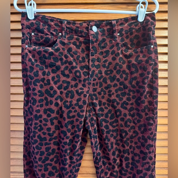 Ann Taylor Pants - Red Leopard-print Straight Velvet Pants